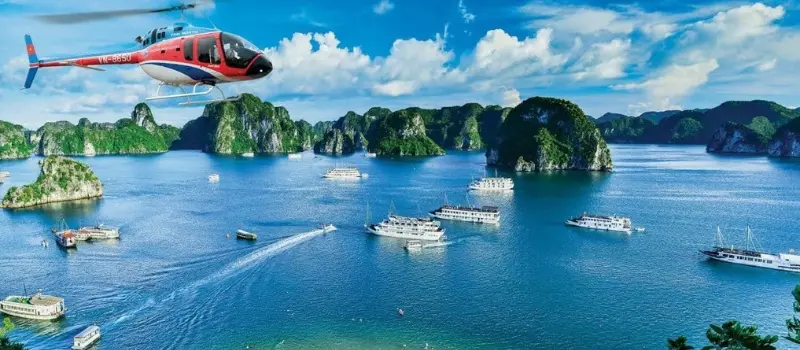 Survol de la baie d’Halong en hélicoptère